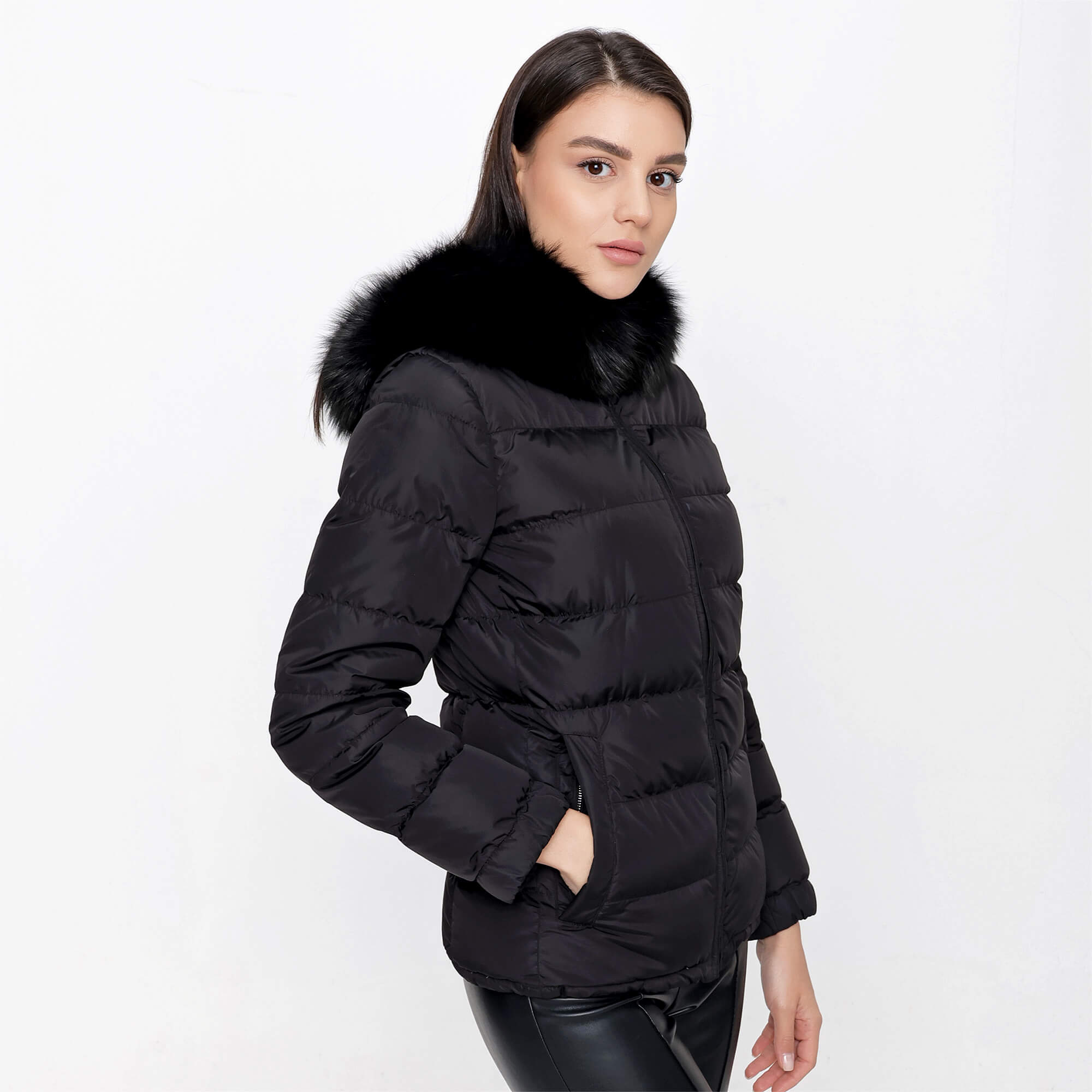 Prada - Black Fur Detail Puffer Jacket